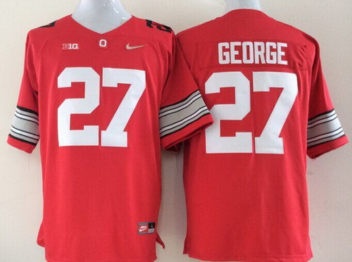 Men's OSU Ohio Eddie George #27 stitched Red 2015 breathable Jersey