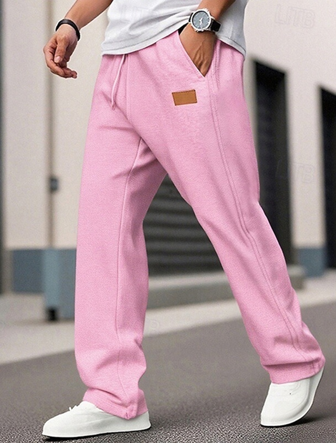 Men's Sweatpants Trousers Straight Leg Drawstring Pocket Elastic Wa #1