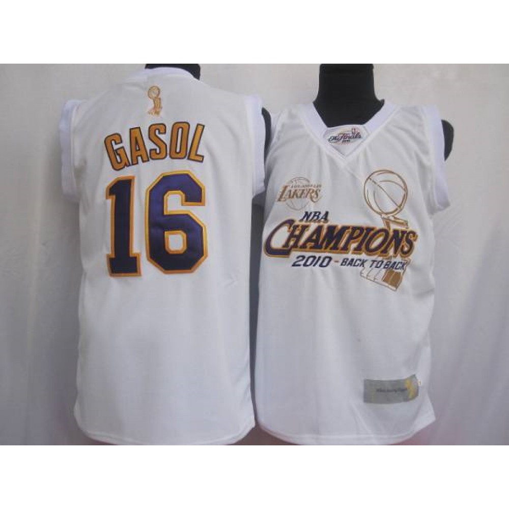 Collector's Item High-Quality Men's Lakers #16 Pau White Basketball Jersey