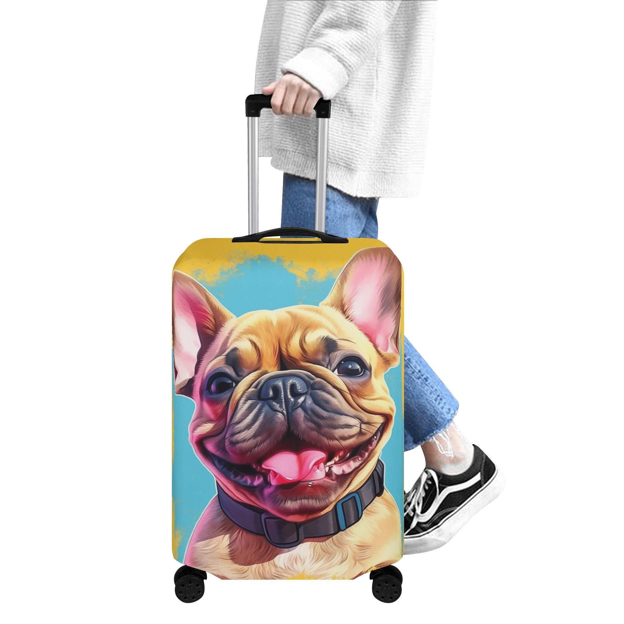 Everyday Custom Luggage Cover With Frenchie Picture for Street Style