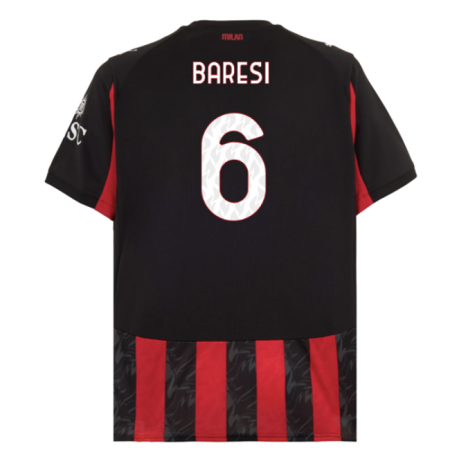 2025-2026 Ac Milan Home Premium Jersey Baresi Performance Fabric