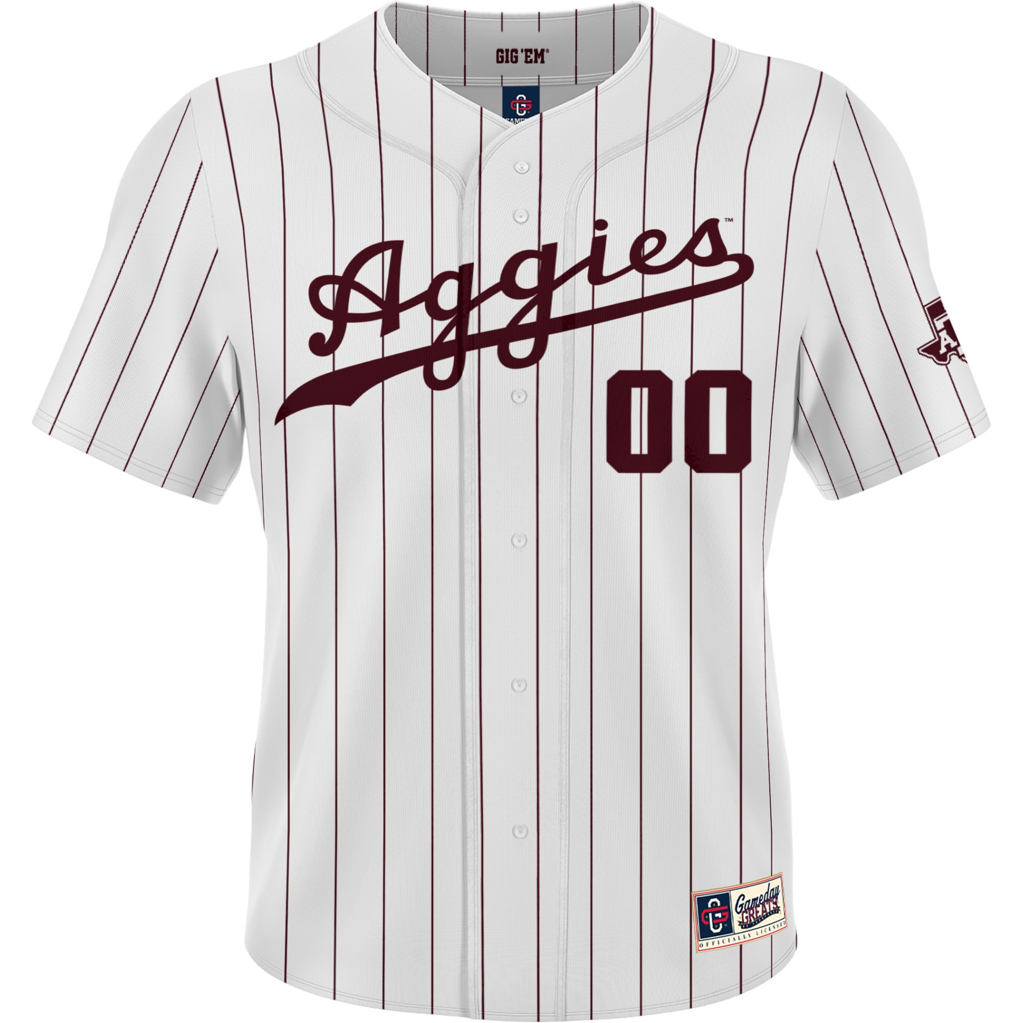 [DDG] Texas A&M Aggies GameDay Greats NIL Pick-A-Player Lightweight Baseball Jersey - White