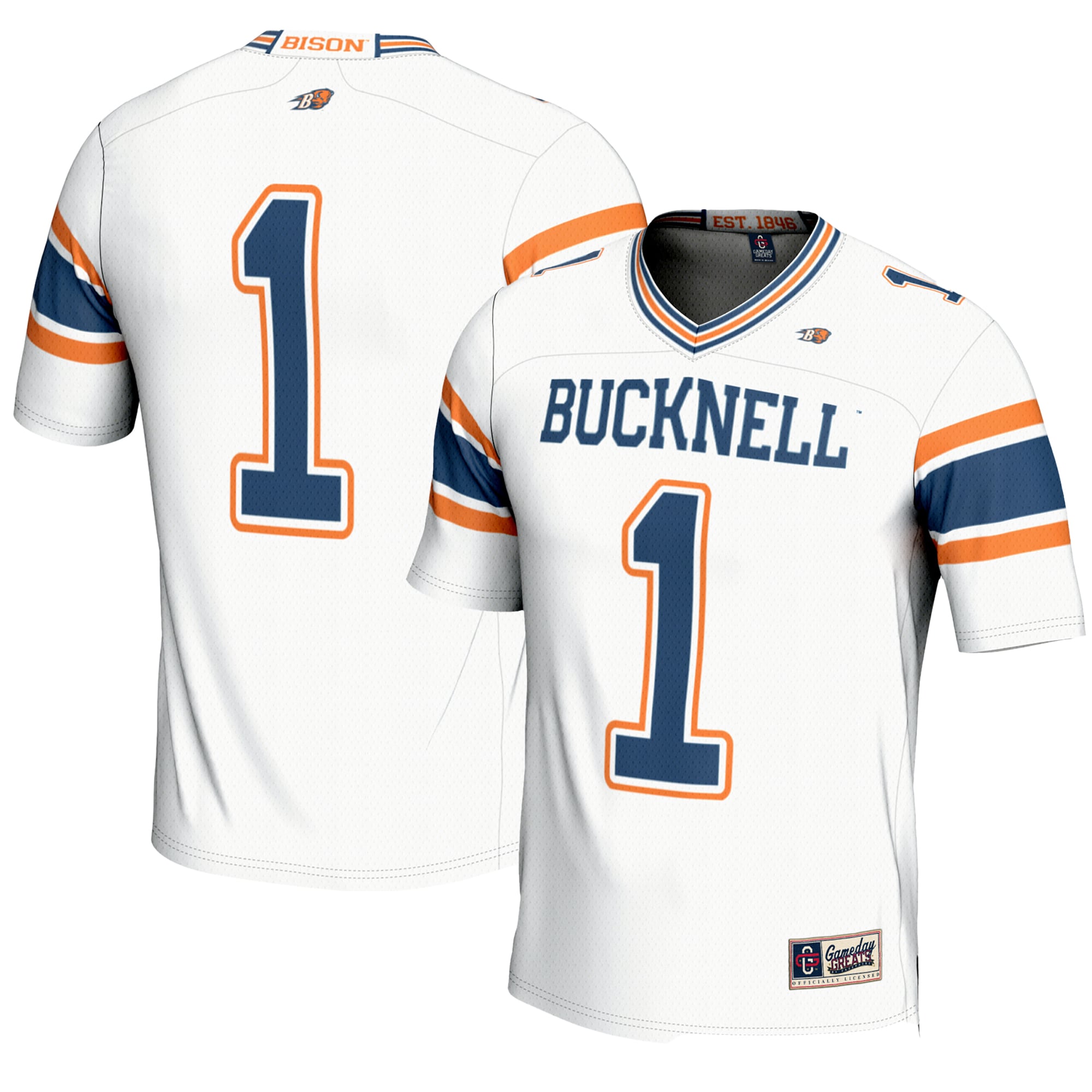 #1 Bucknell Bison GameDay Greats Endzone Football Jersey - White