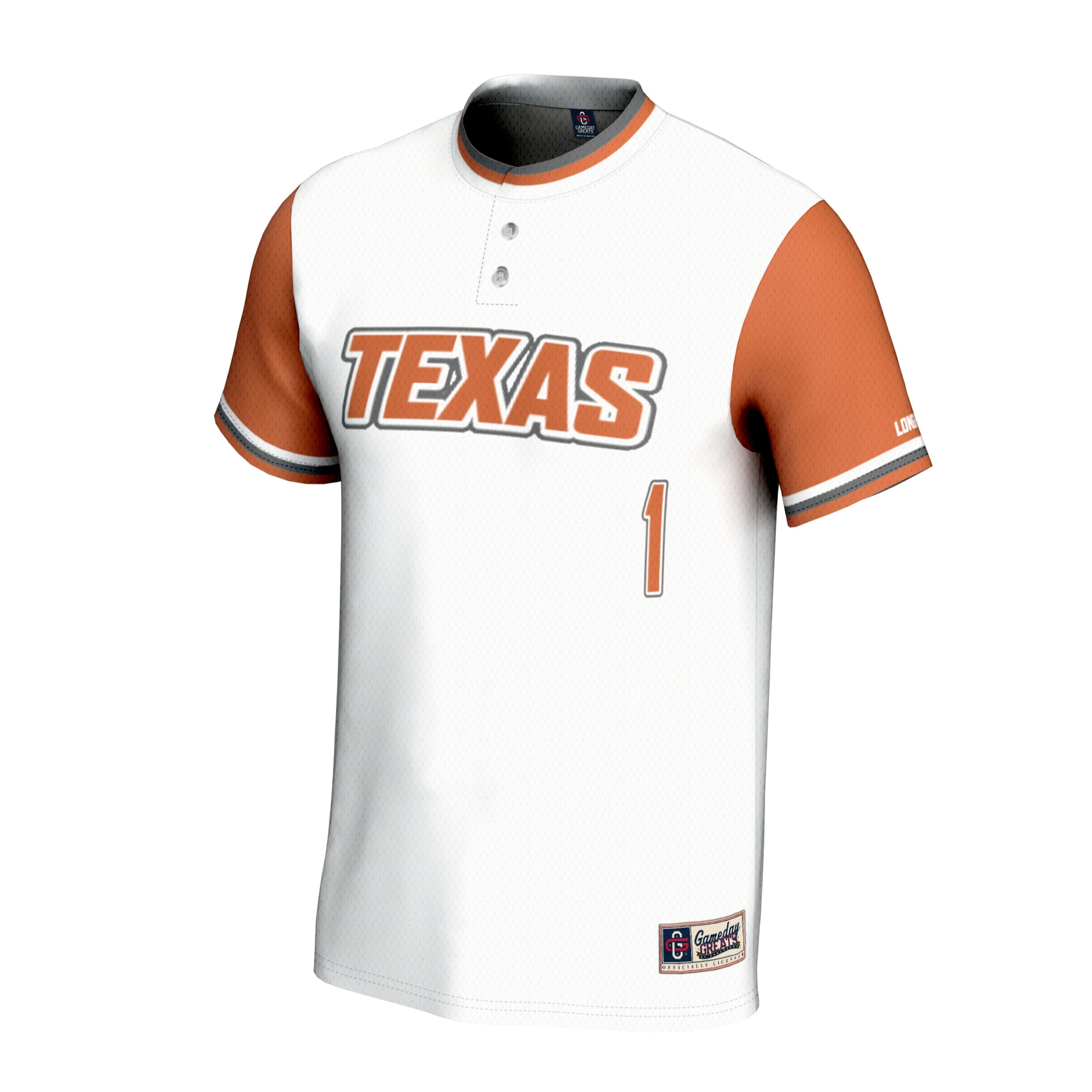 [DDG] Texas Longhorns GameDay Greats Youth Lightweight Softball Fashion Jersey - White
