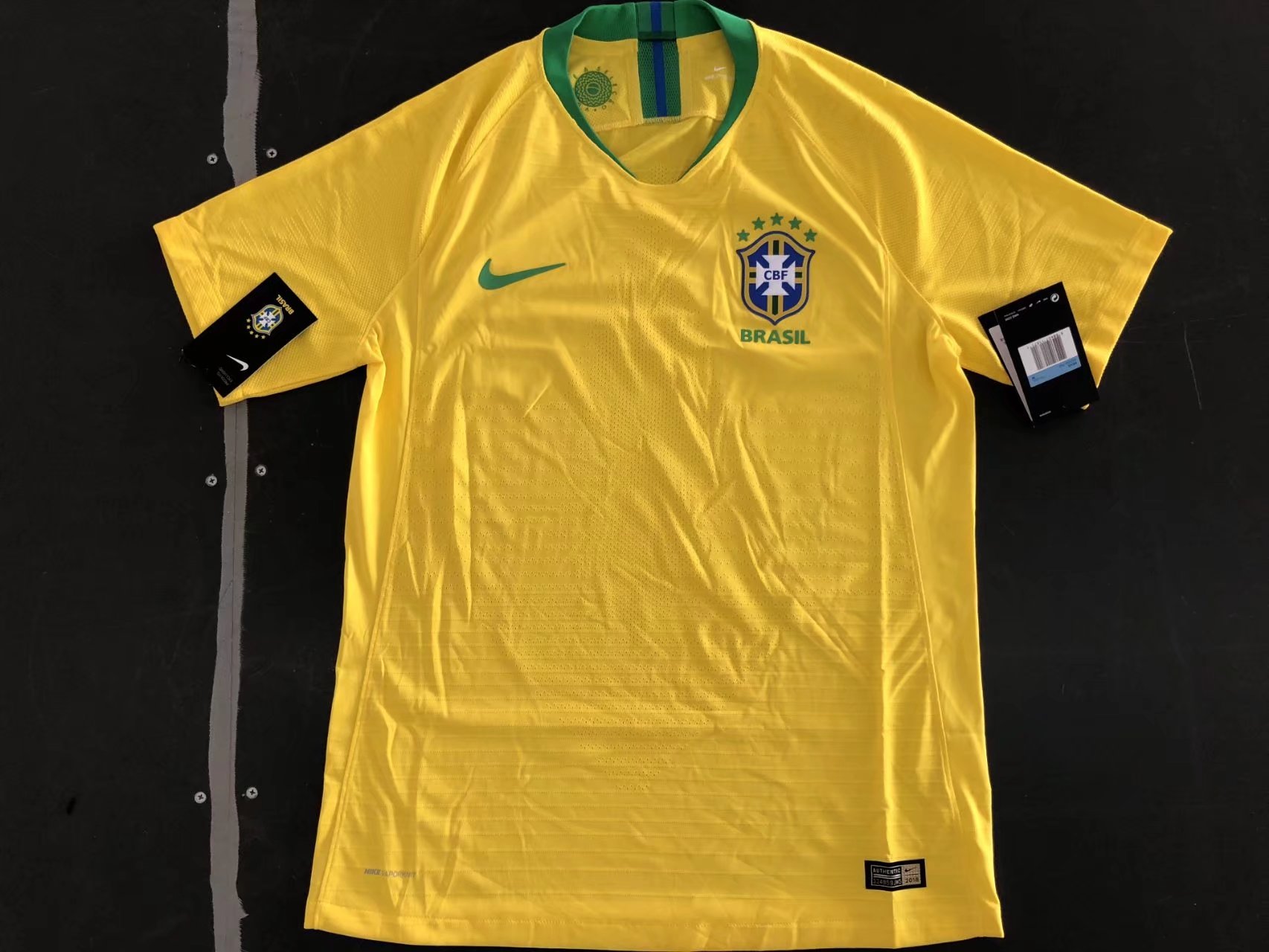 Official Player Version Brazil Home 2018 World Cup Soccer Jersey Shirt