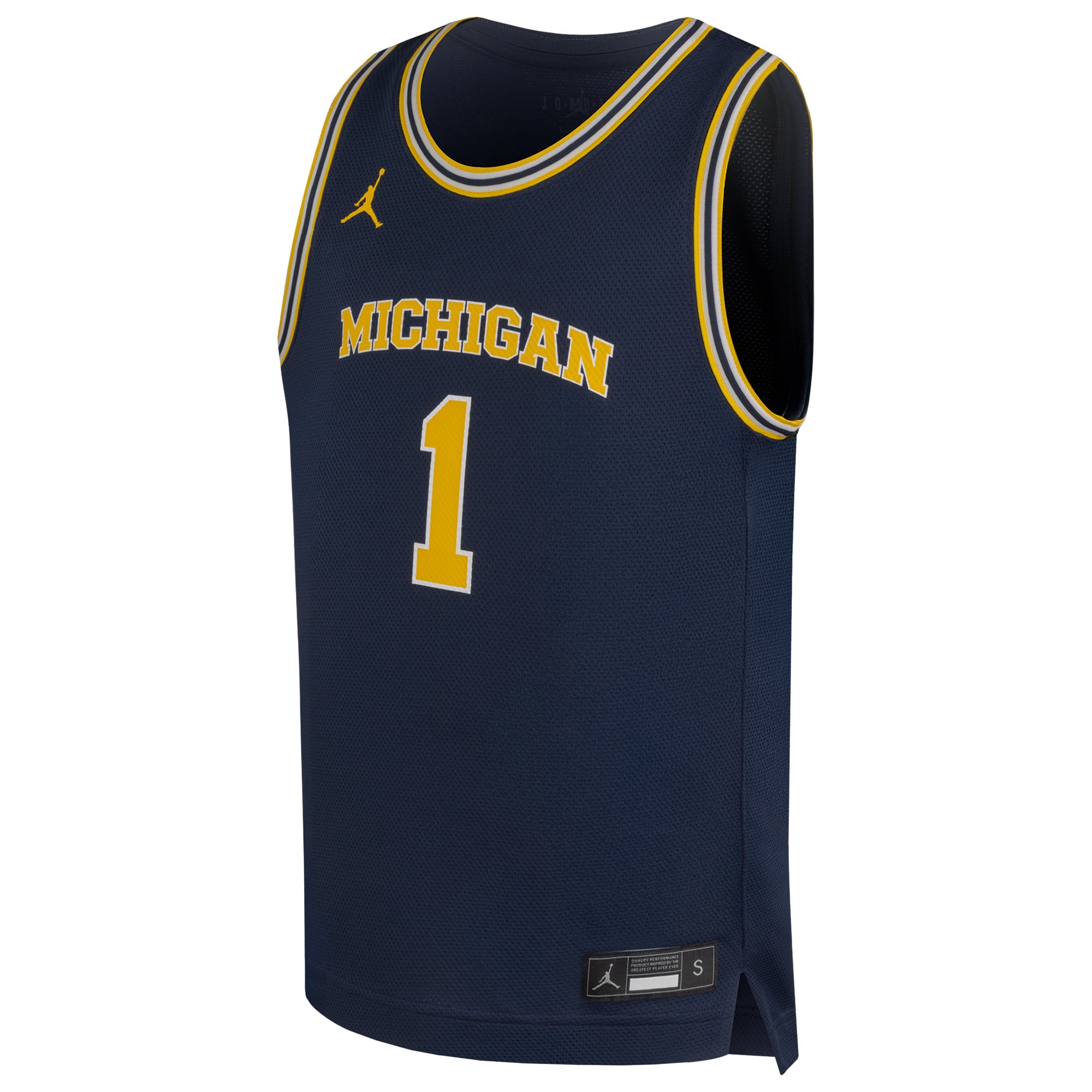 #1 Michigan Wolverines Jordan Brand Youth Replica Basketball Jersey - Navy