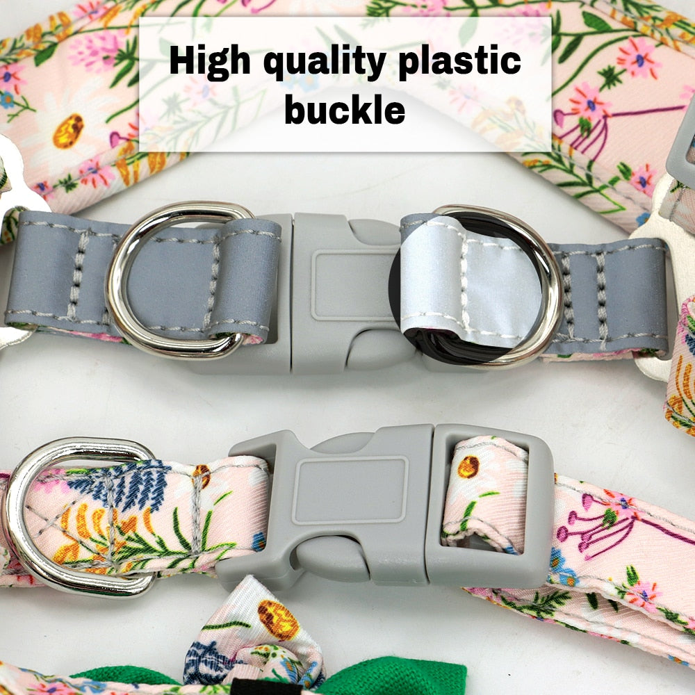 Flower Printed Harness Set for French Bulldog (WS243)