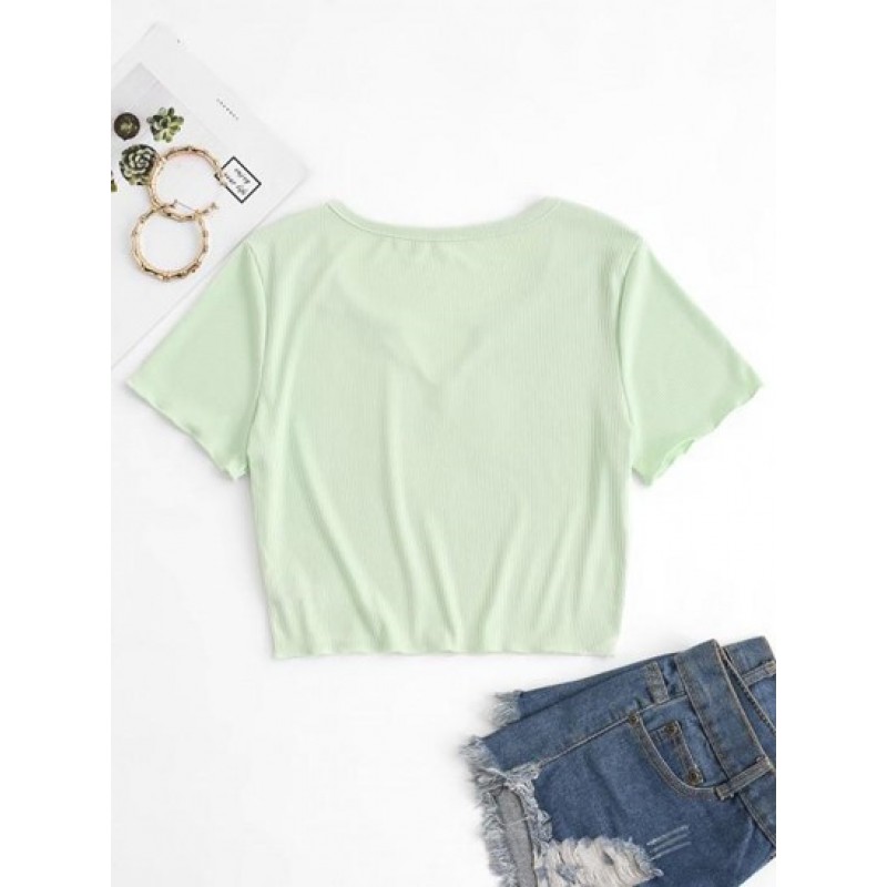 Ribbed V Notch Pastel Baby Tee FO4004