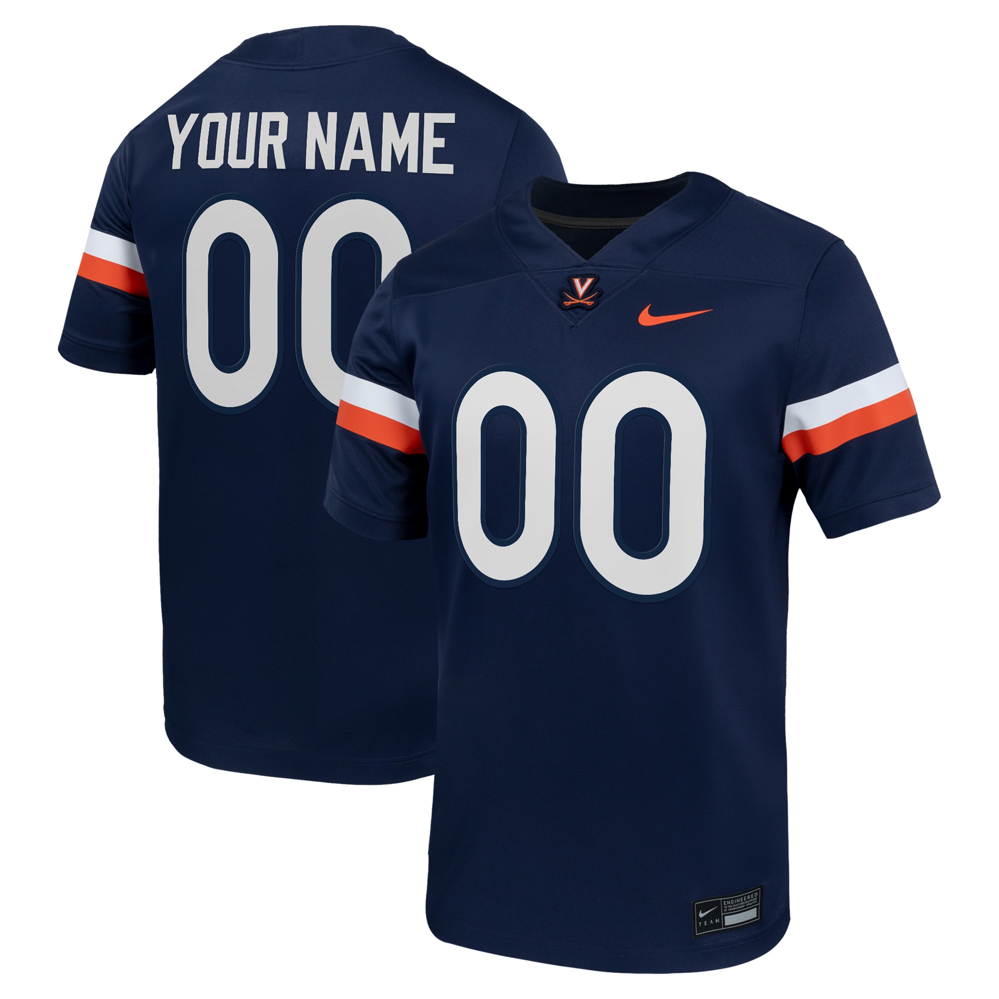 [NJP] Youth Virginia Cavaliers Custom Football Game Jersey - Navy