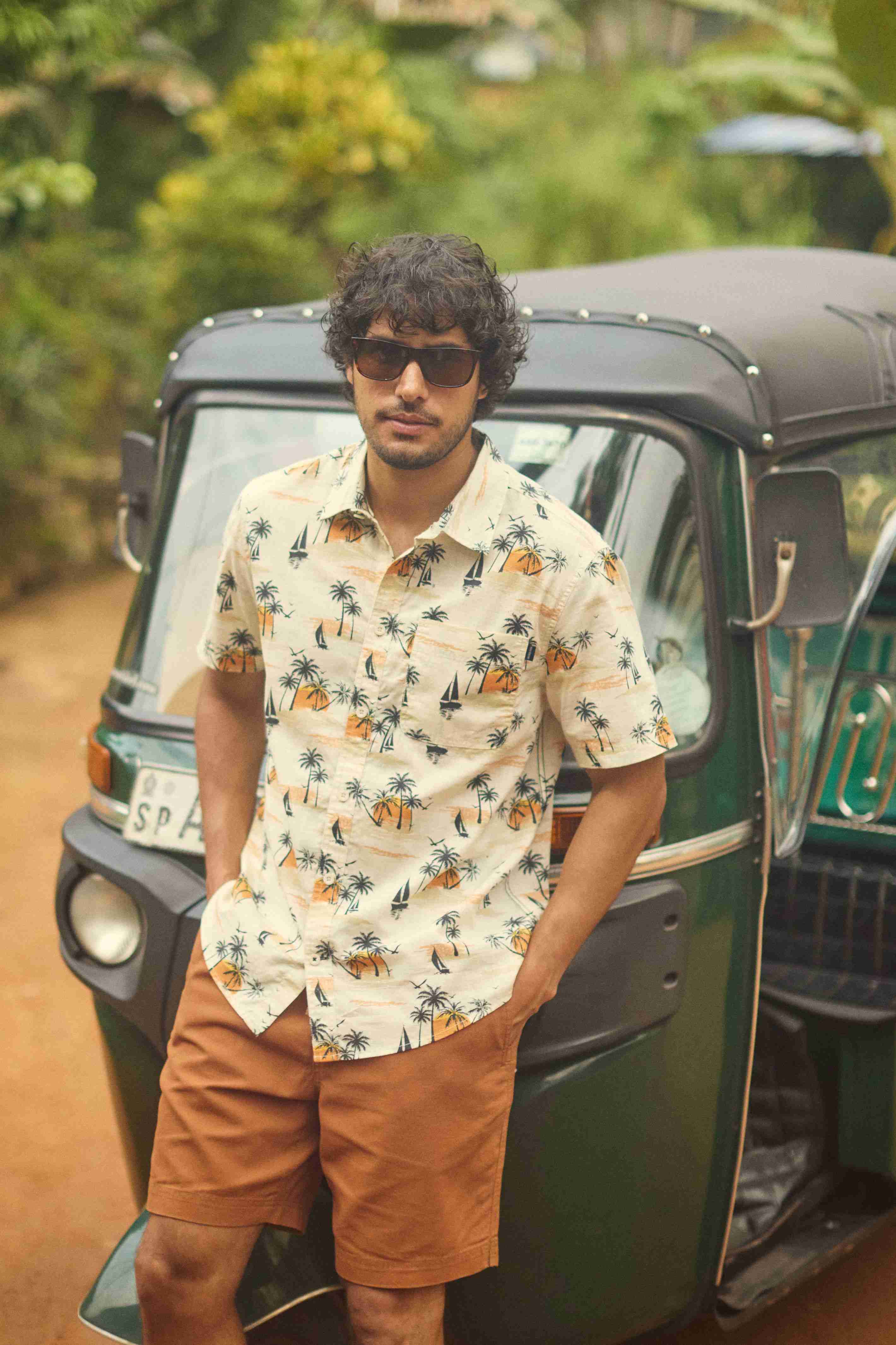 Faraway Short Sleeve Printed Shirt Ecru
