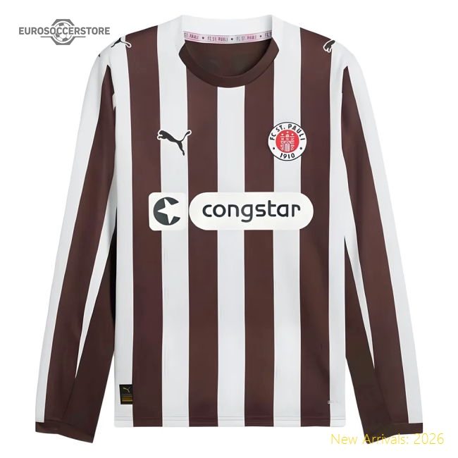 Top-grade 2025-2026 St Pauli Long Sleeve Home Shirt - Match Quality