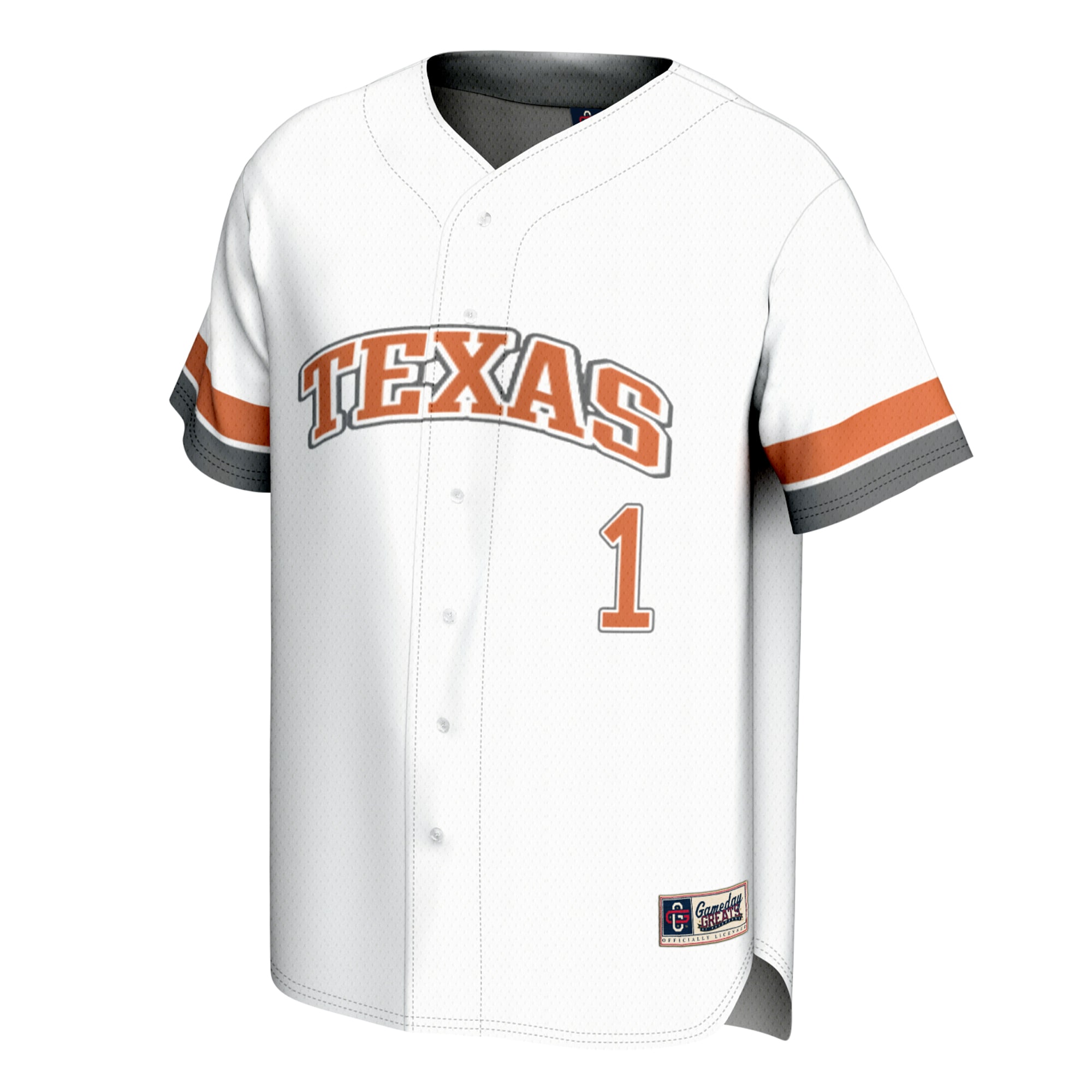 [DDG] Texas Longhorns GameDay Greats Youth Lightweight Collegiate Baseball Fashion Jersey - White