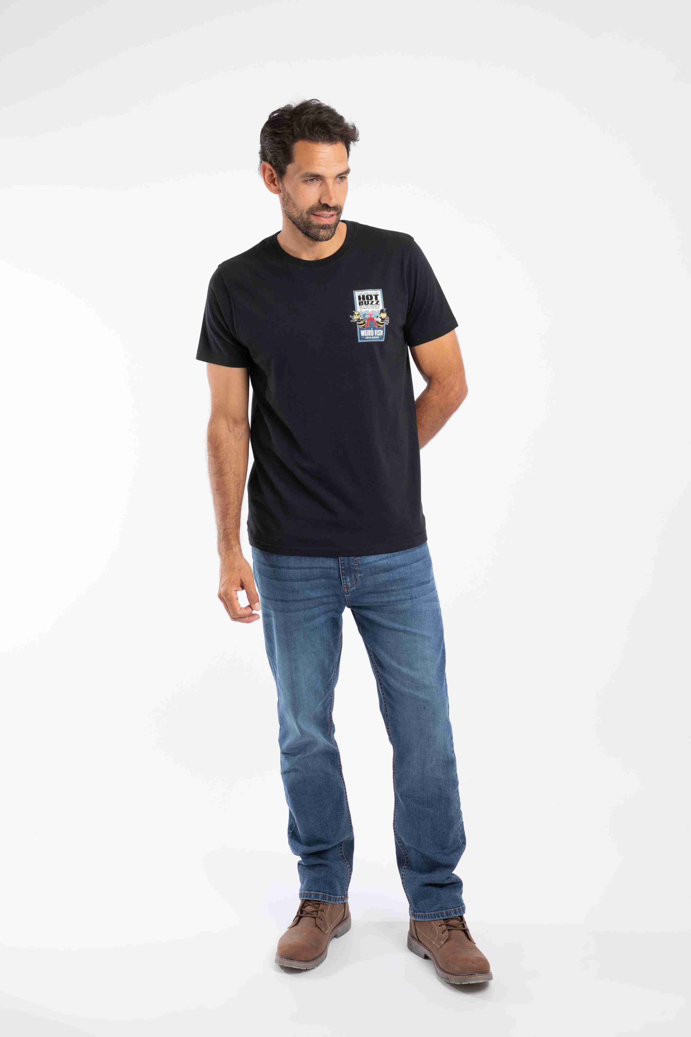 Hot Buzz Back Print Artist T-Shirt Black