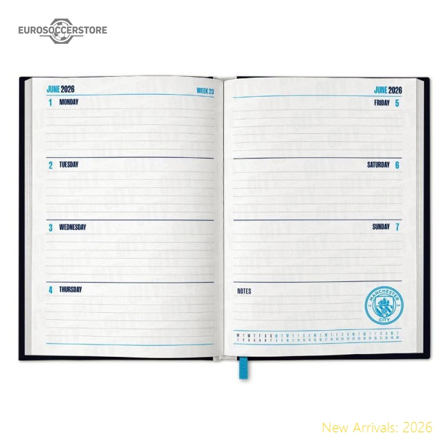 Authentic Manchester City Fc Calendar & Diary Musical Gift Box 2026