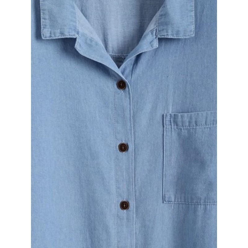 Chambray Pocket Batwing Sleeve Shirt IK3248