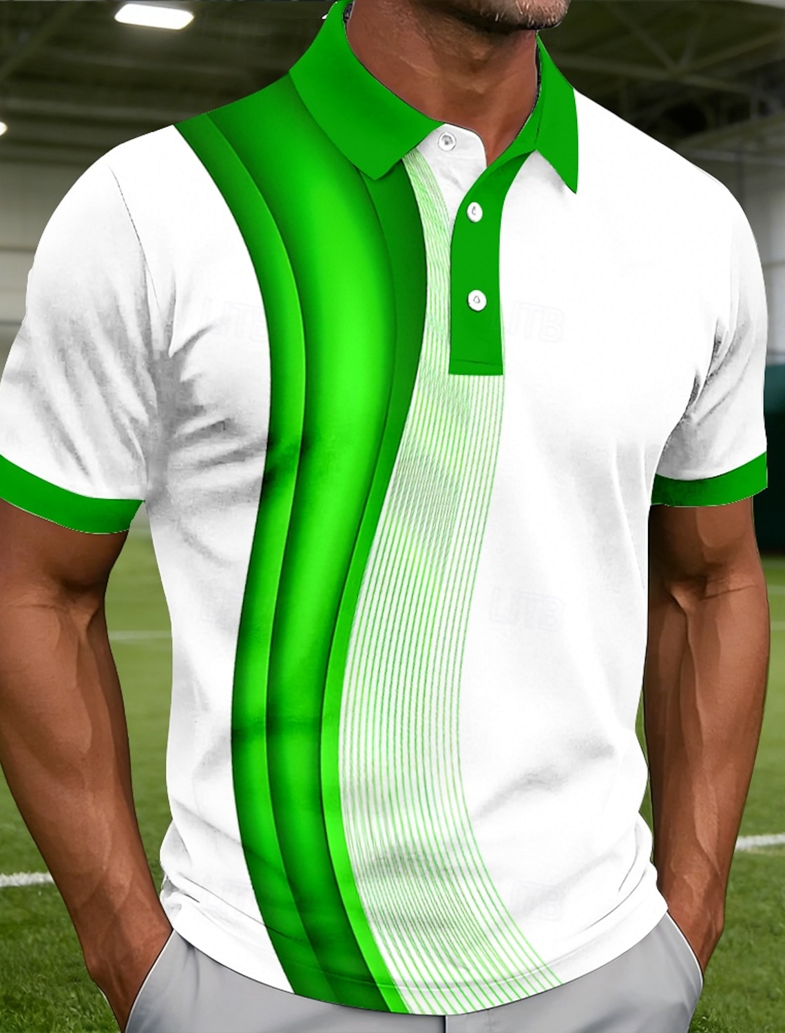 Men's Golf Line Polo Sports Shirts Short Sleeve Collared Casual