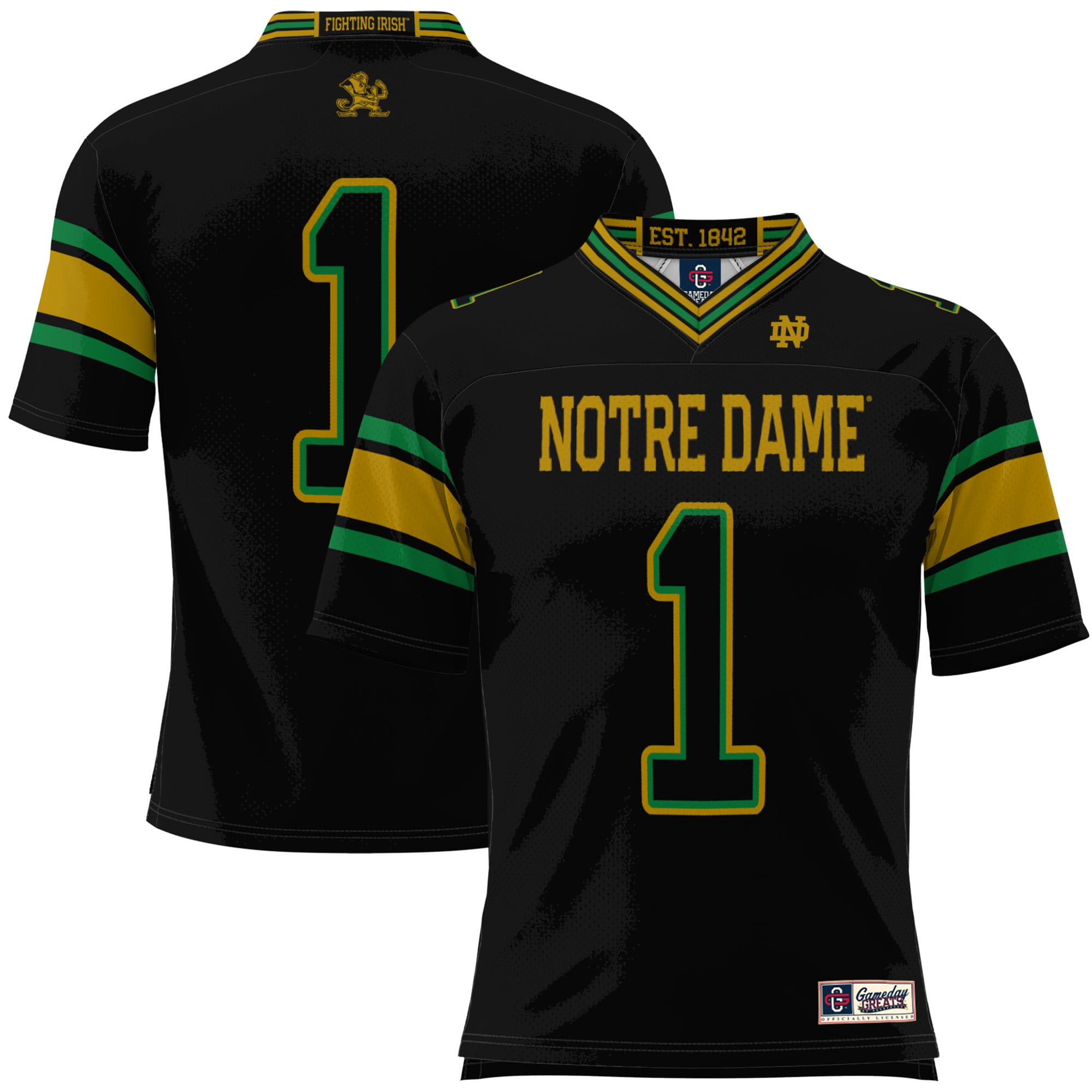 Youth #1 Black Notre Dame Fighting Irish Football Jersey