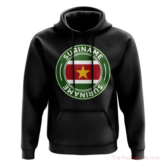 Men Suriname Football Badge Hoodie (Black)