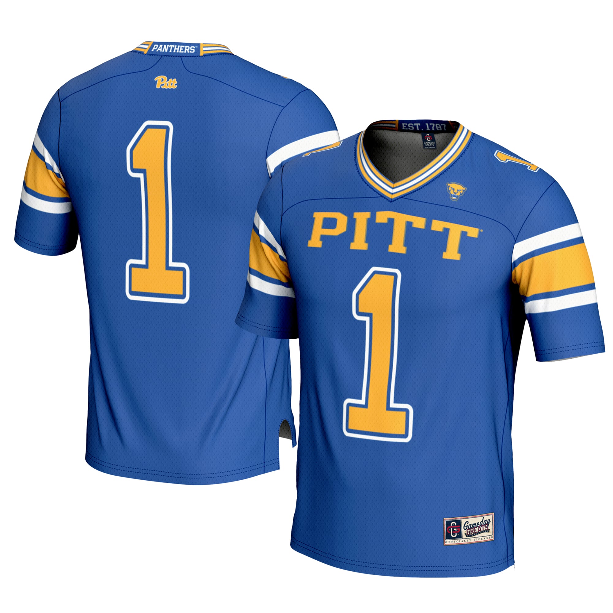 Men's #1 Royal Pitt Panthers Football Jersey