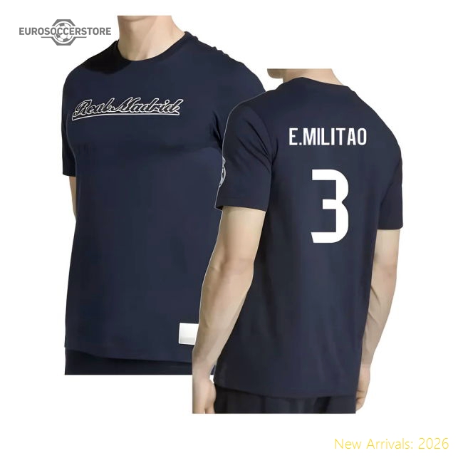 Supporter 2025-2026 Real Madrid Us Tee (Navy) (E.Militao 3)