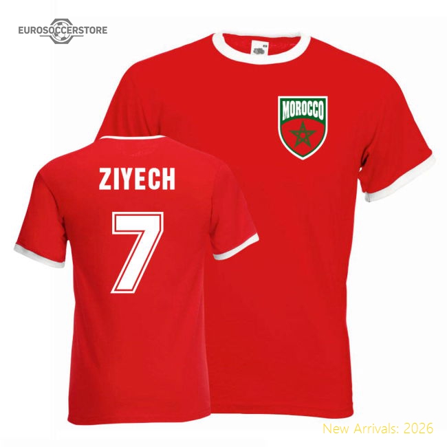 Hakim Ziyech Atlas Lions Ringer Tee (red) - Match Quality