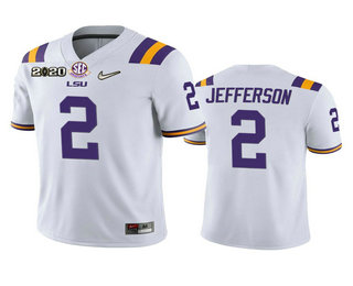 Men's LSU Bayou Bengals White 2020 premium Justin Jefferson #2