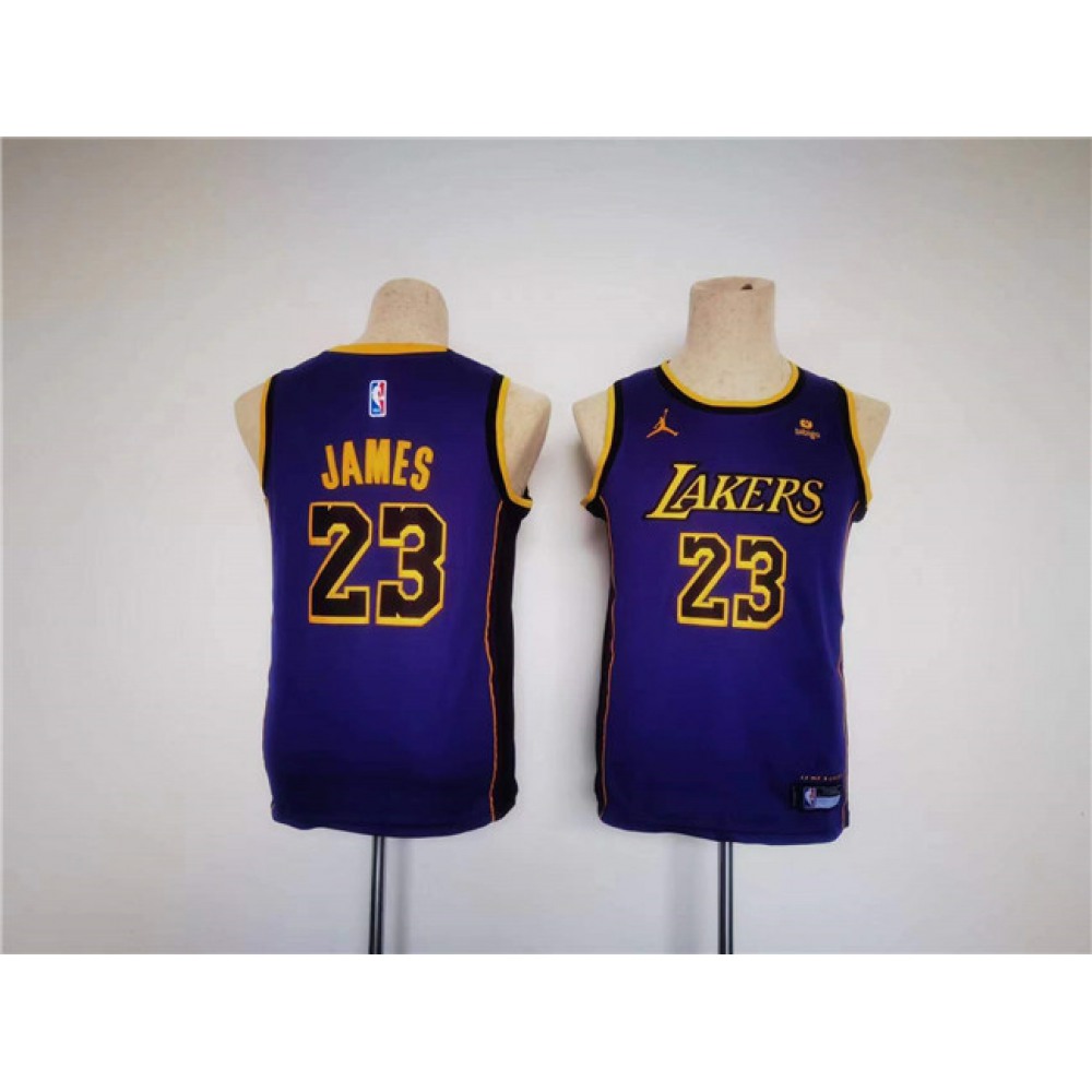 Game Day Affordable Men's LAL #23 LeBron Purple Basketball Jersey