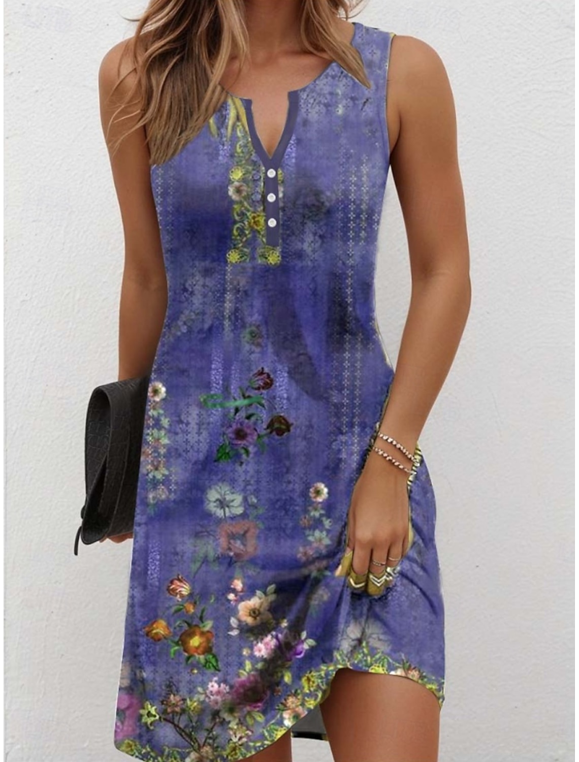 Women's Mini Dress Sundress Summer Dress Vacation Casual Daily Beach Holiday Regular Fit Graphic Tie Dye Abstract Sleeveless V Neck Blue Black Orange Summer Spring