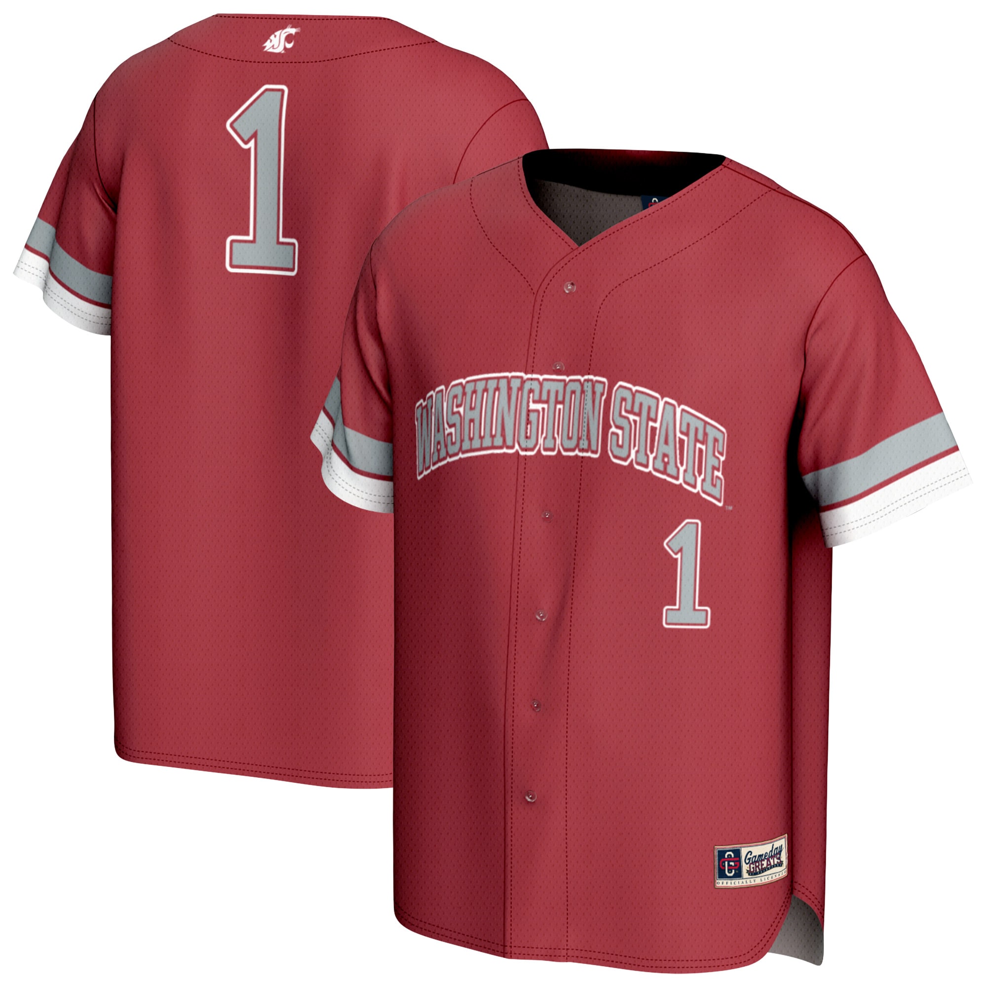 [NJP] Washington State Cougars GameDay Greats Unisex Lightweight Collegiate Baseball Fashion Jersey - Crimson