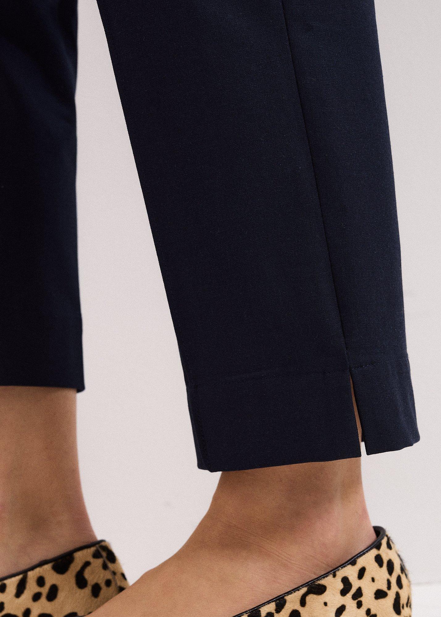 Miah Navy Cropped Slim Trousers