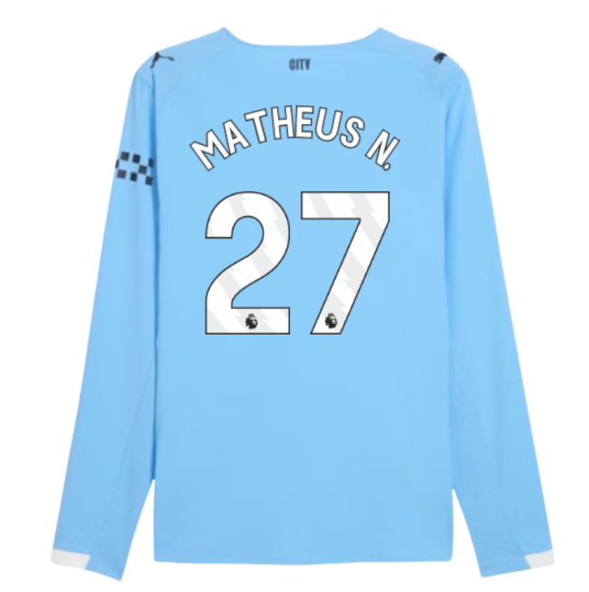 Football Man City Authentic Long Sleeve Home Shirt Matheus N #27 D...