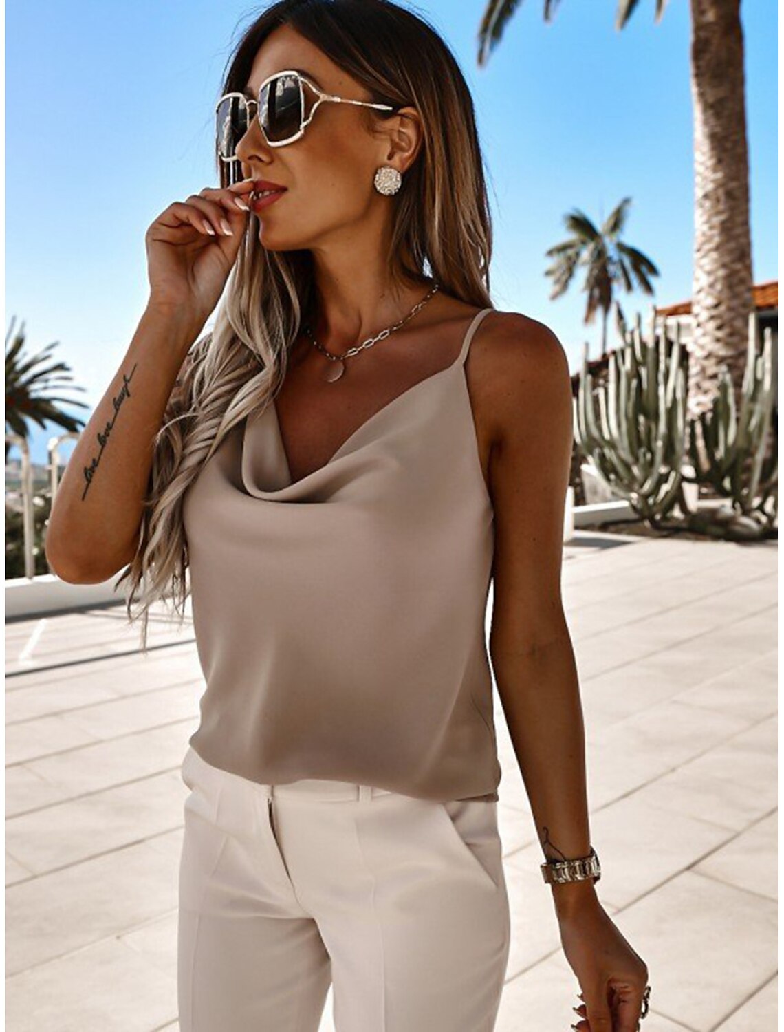 Women's Shirt Tank Top Camisole Going Out Tops Plain Party Daily Weekend Streetwear Casual Sleeveless V Neck