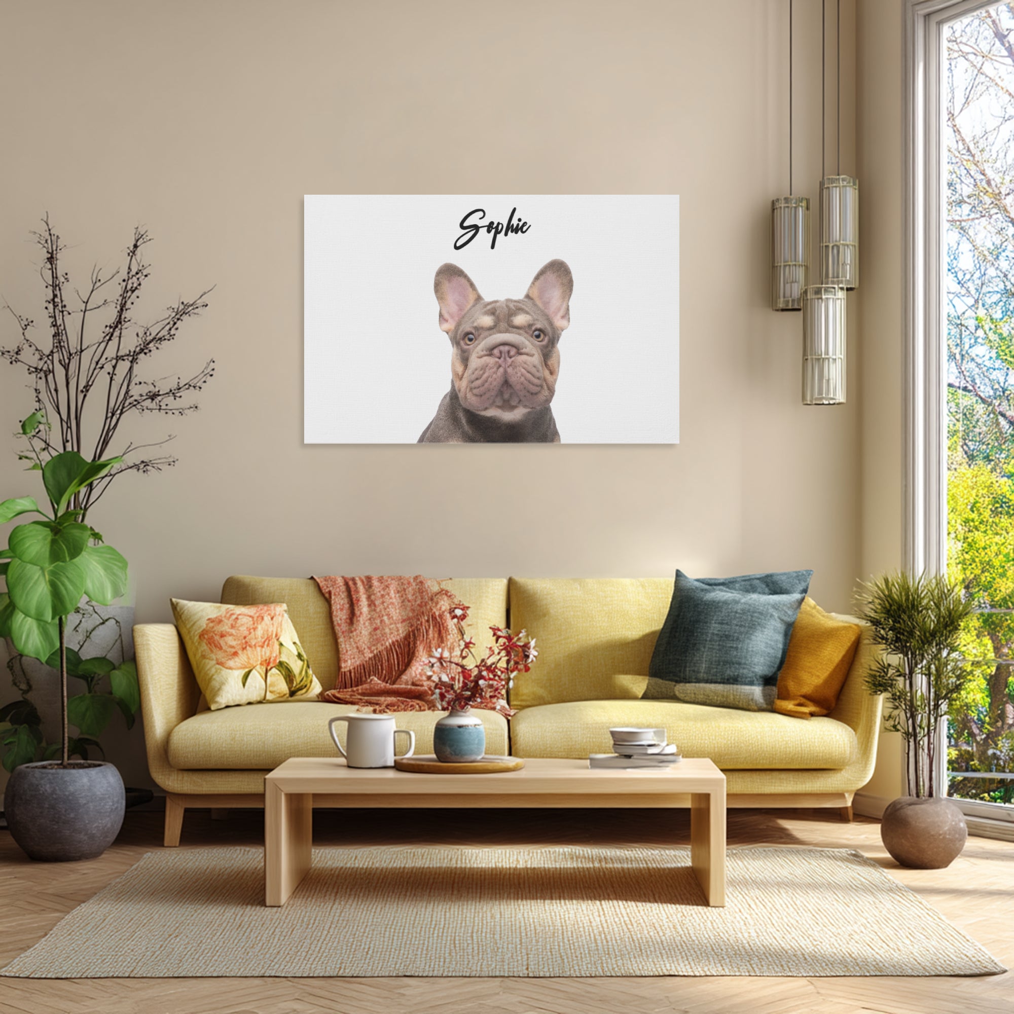 French Bulldog Khloe Personalized Adorable Frenchie Canvas Wall Art Durable Dog Item