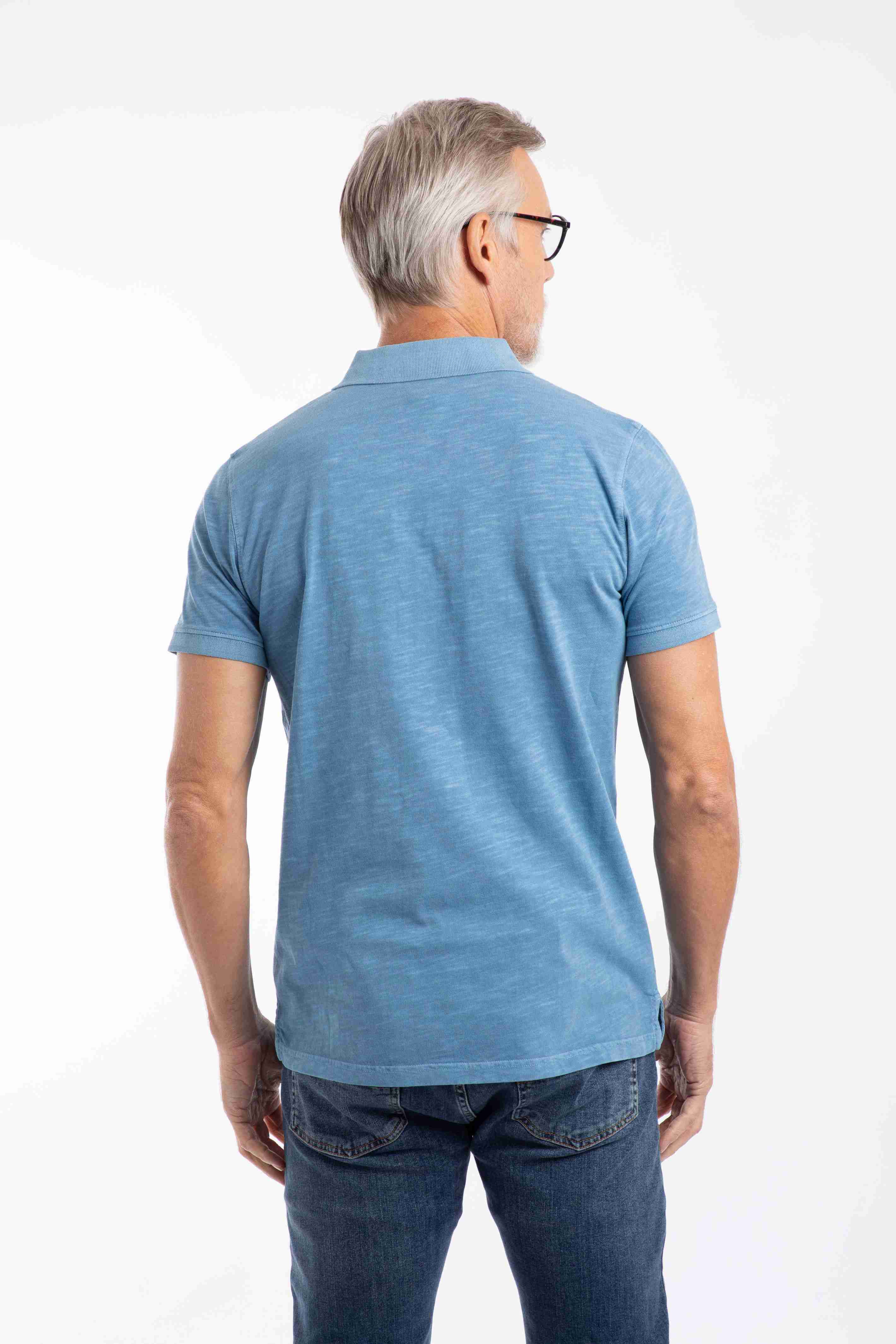 Indy Slub Polo Shirt Washed Blue