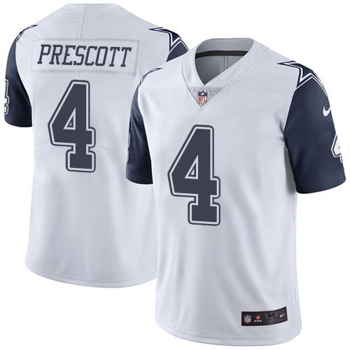 NFL Dallas Cowboys #4 Dak Prescott White Limited Jersey-v8