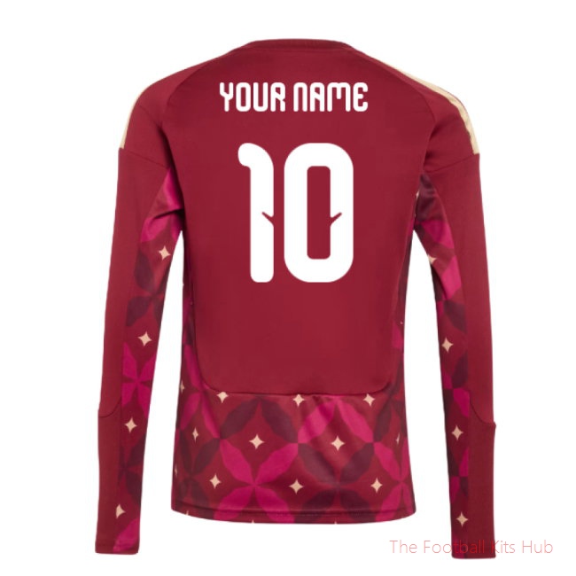 2026-2027 Italy Home Goalkeeper Shirt (Burgundy) - Kids (Your Name)