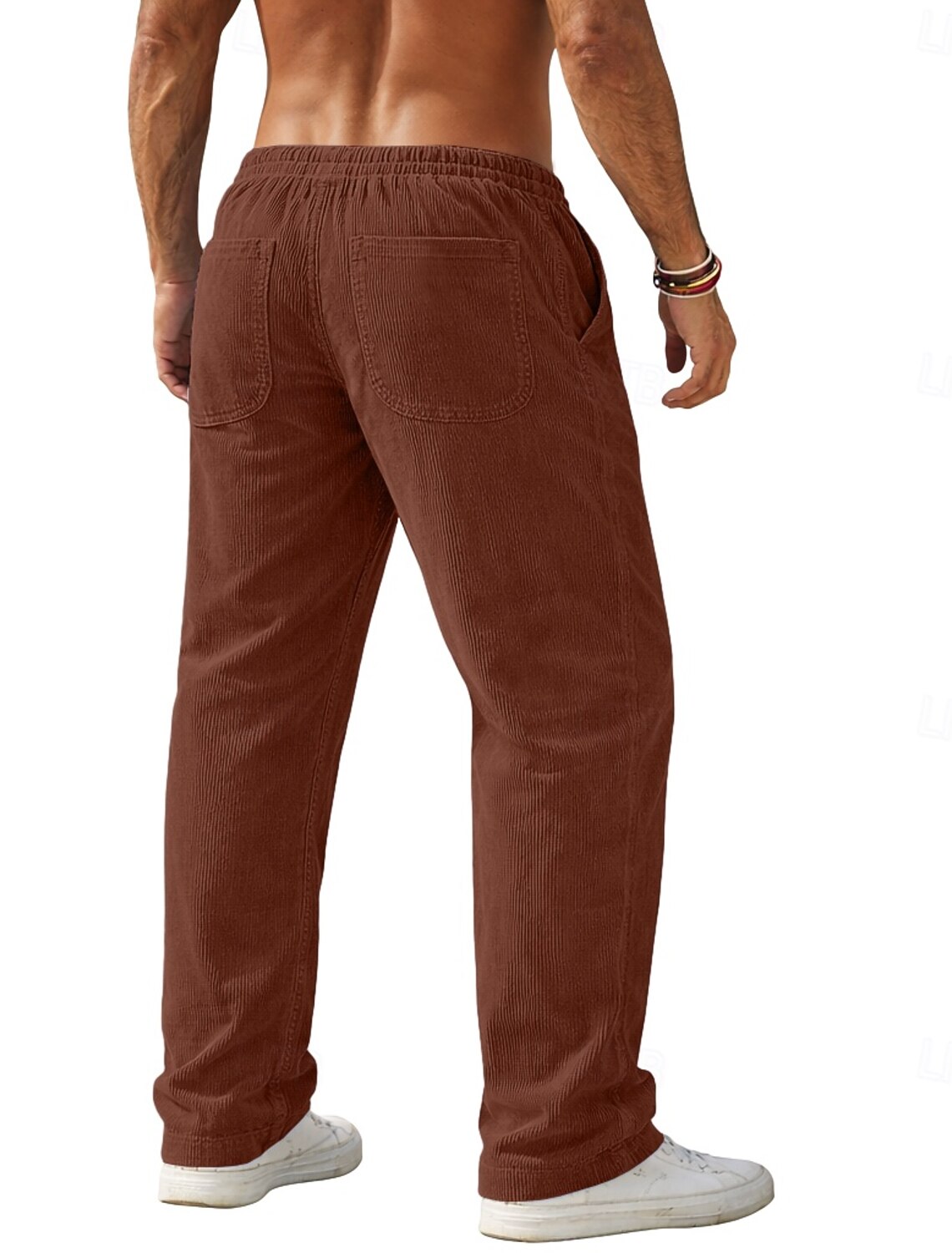 Men's Trousers Corduroy Pants Baggy Casual Drawstring Straight Leg