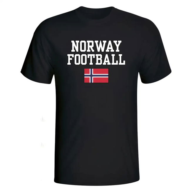 Norway Football T-Shirt - Black Quality Authentic Oranje