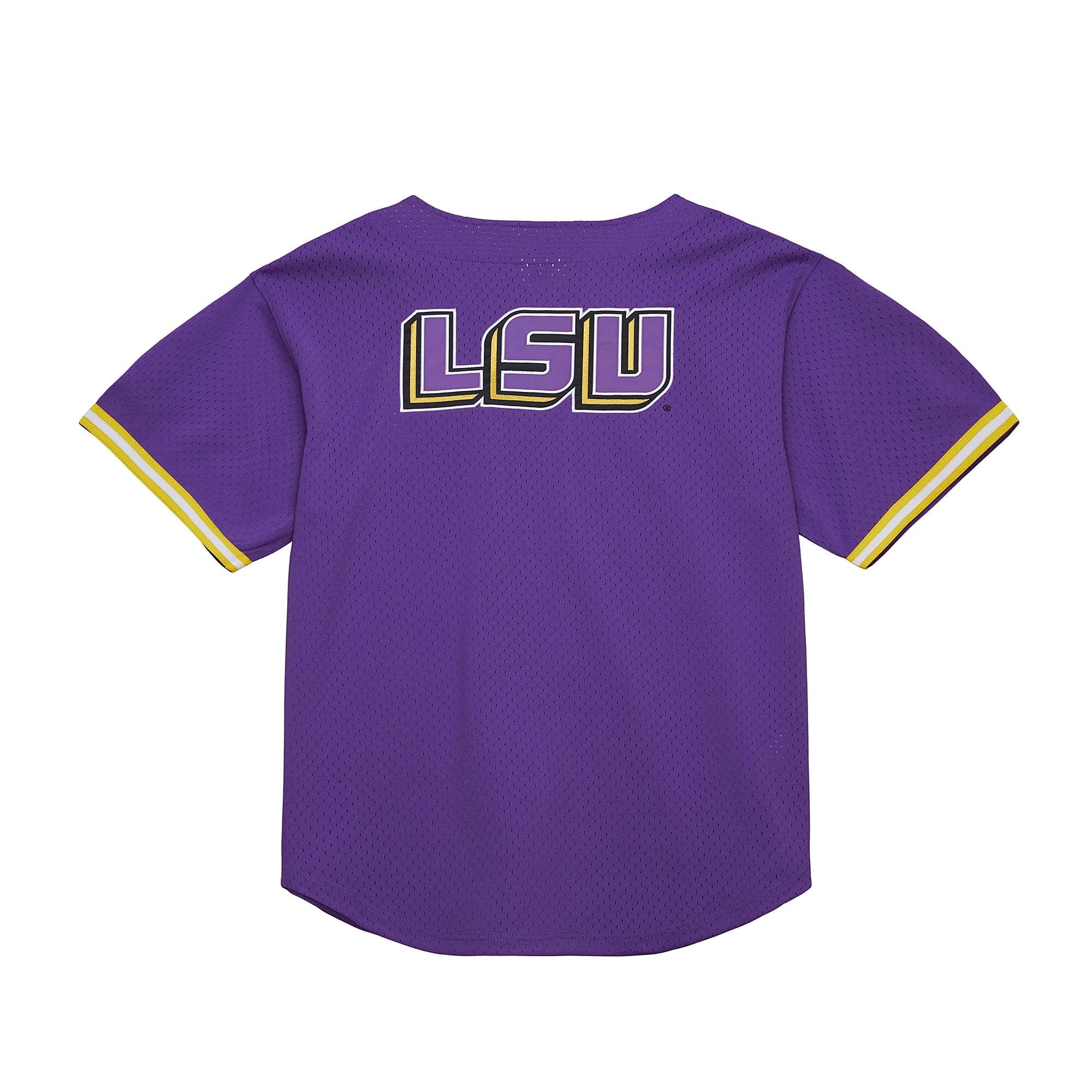 LSU Tigers Mitchell & Ness Game Time Vintage Mesh Button Front Top - Purple