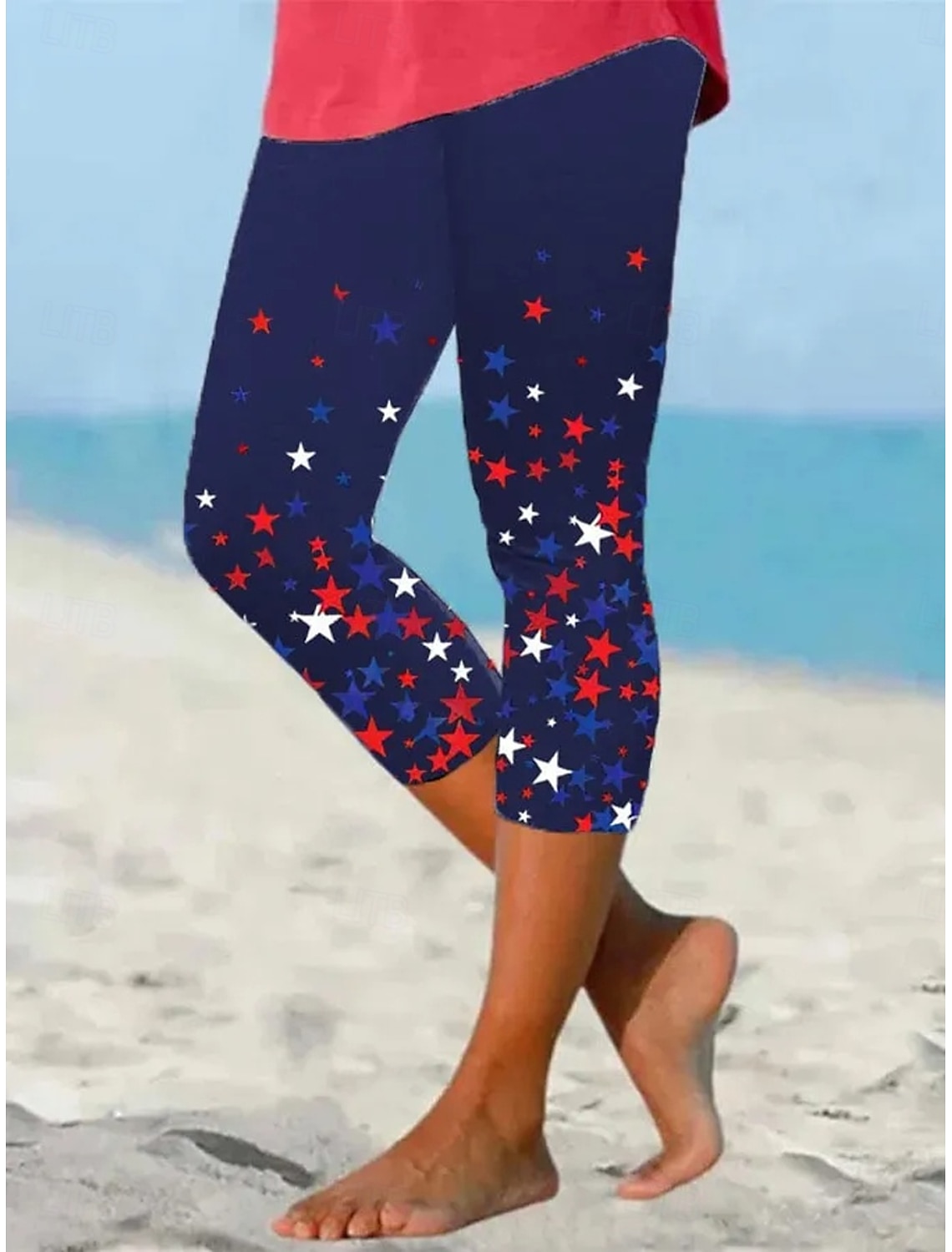 Independence Day Patriotic Women's Leggings Vacation Vintage Fashion Calf-Length High WaistPants Graphic Flag Printing Breathable Soft Stretchy Formal Vacation Office