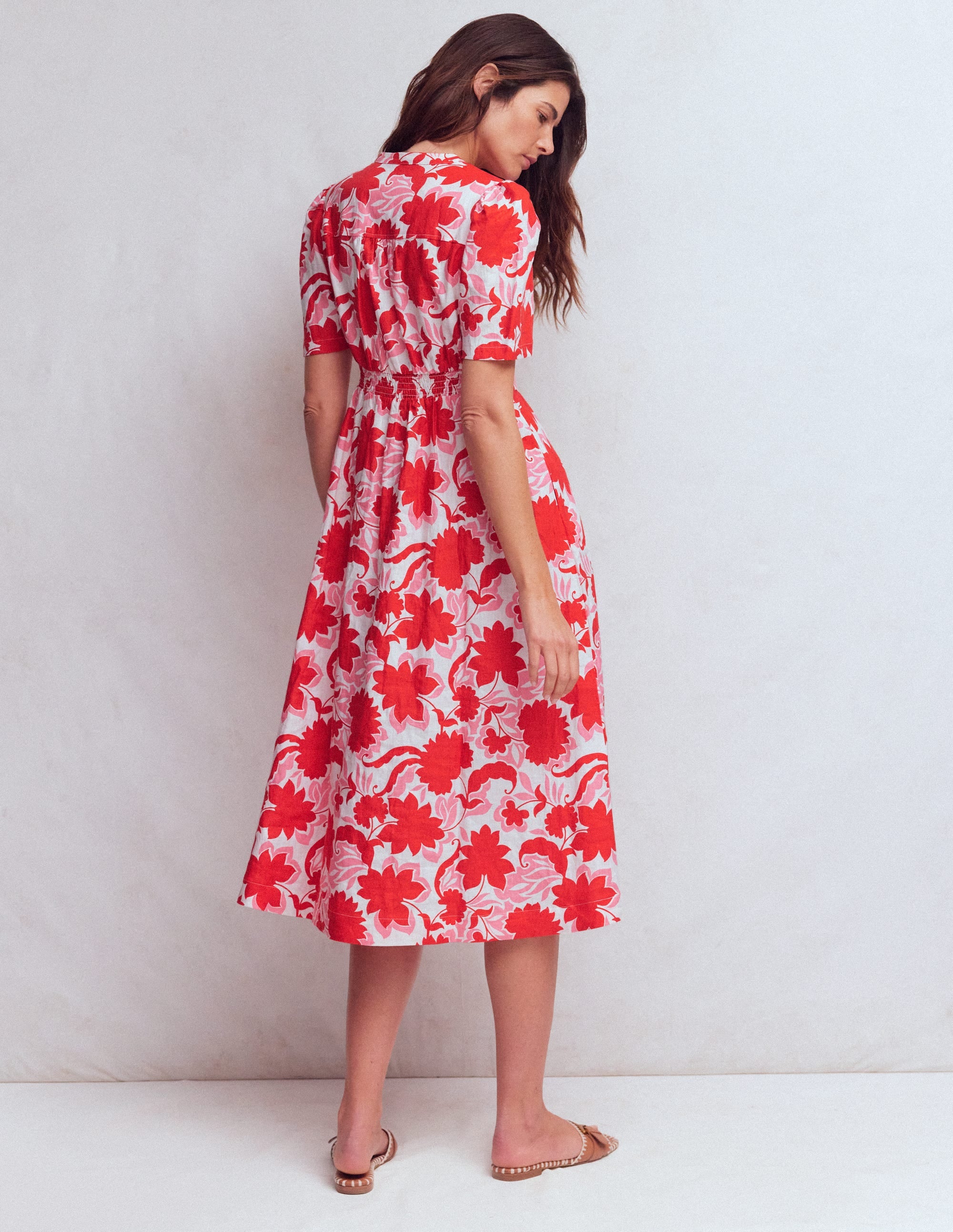 Ivy Placket Linen Midi Dress