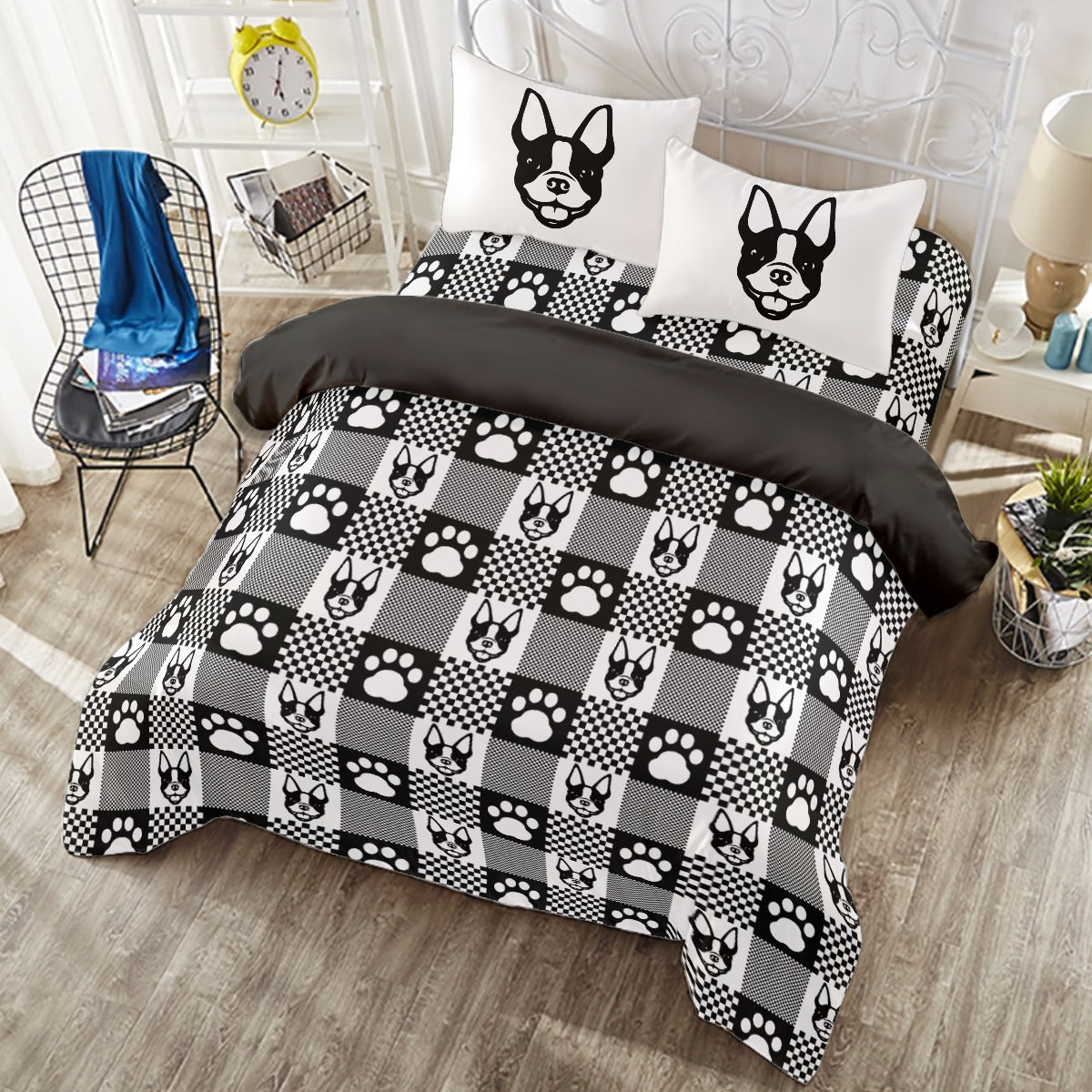 French Bulldog Chase Duvet Cover Set For Boston Terrier Lovers Durable Dog Item