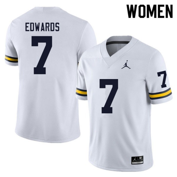 Jordan Michigan Wolverines White #7 Women White Premium Stitched