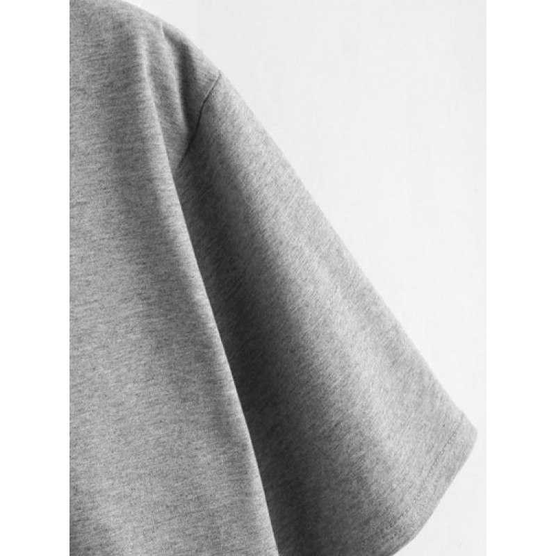 Sun Star Slogan Print Raw Hem Crop T Shirt EI2397