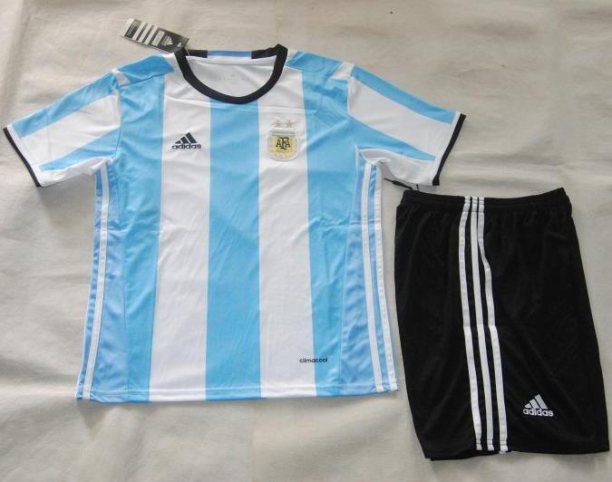 Premium Quality Kids Argentina 2016 Home Soccer KitShirtShorts