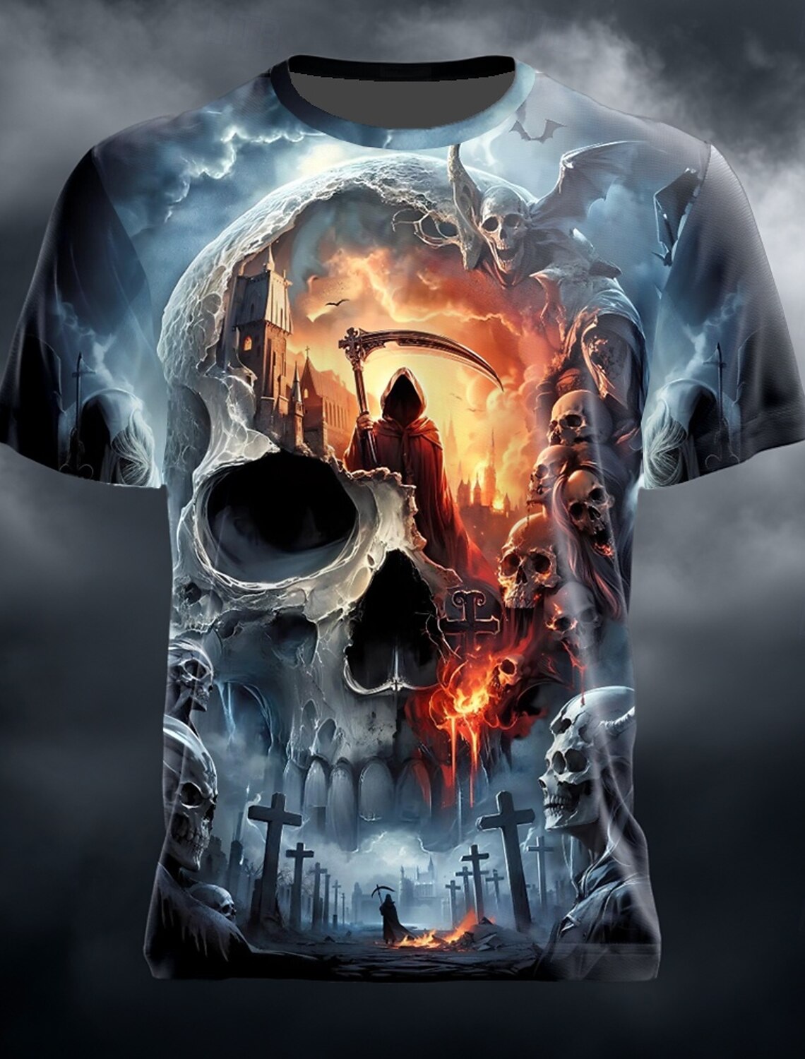 Skull Men's 3D T Shirt Short Sleeve Print Crew Neck Fashion Exaggerated