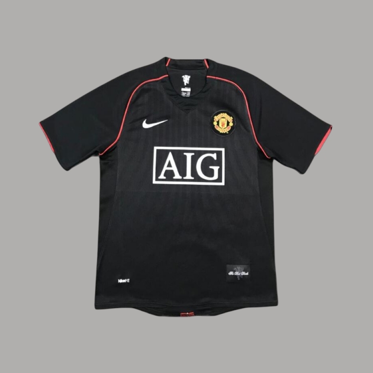 07-08 MANCHESTER UNITED RETRO BLACK SOCCER JERSEY FOOTBALL SHIRT -