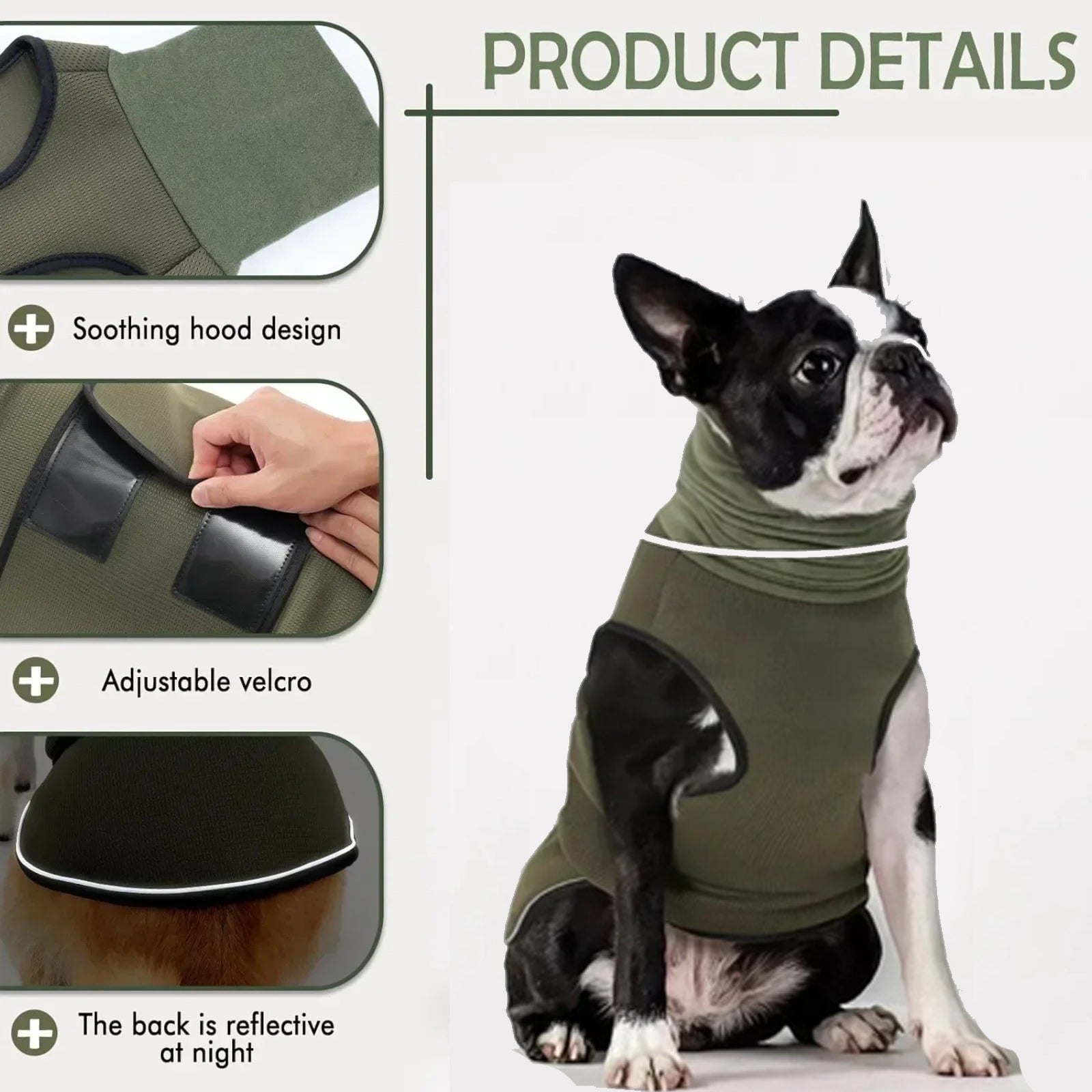 French Bulldog Zenhood Frenchie Anxiety Vest – Calming Hooded Jacket