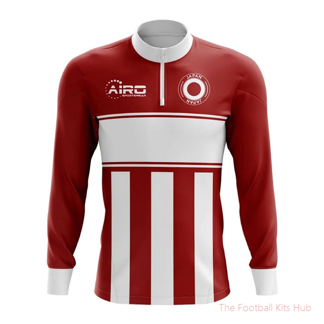 Japan Concept Football Half Zip Midlayer Top (Red-White)