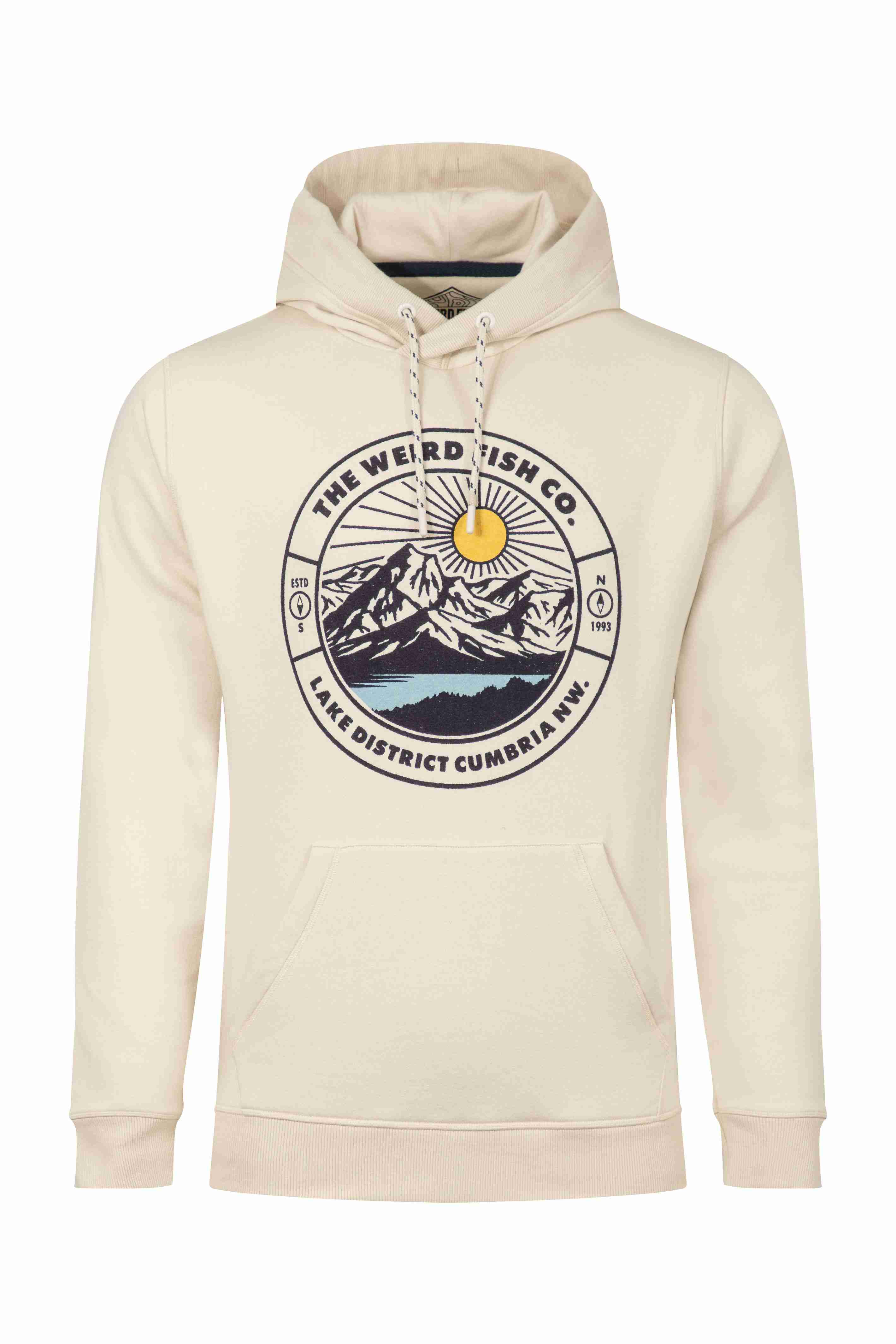 Bryant Front Print Graphic Popover Hoodie Egg Shell